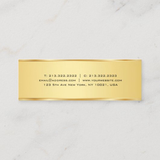 Carte De Visite Mini Gold Look Elegant Simple Modèle Professional (Dos)