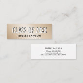 Carte De Visite Mini Gold Metallic Luxe Class Graduation Name Card (Devant / Derrière)