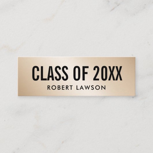 Carte De Visite Mini Gold Metallic Luxe Class Graduation Name Card (Devant)