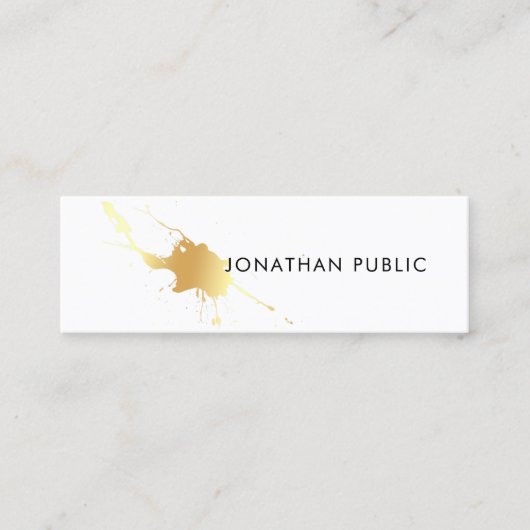 Carte De Visite Mini Gold Splash Moderne Élégant Modèle Professionnel (Devant)