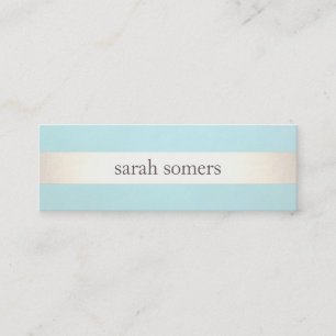 Carte De Visite Mini Gold Striped Turquoise Blue Beauon Salon et Spa