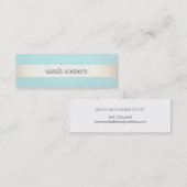 Carte De Visite Mini Gold Striped Turquoise Blue Beauon Salon et Spa (Devant / Derrière)