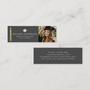 Carte De Visite Mini Gold Tassel & Casquette Grey Graduation Insérer la