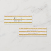 Carte De Visite Mini Gold & White Stripes Liste de cheveux Skinny Card (Devant / Derrière)