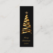 Carte De Visite Mini Golden Ribbon Christmas Tree Signet (Devant)