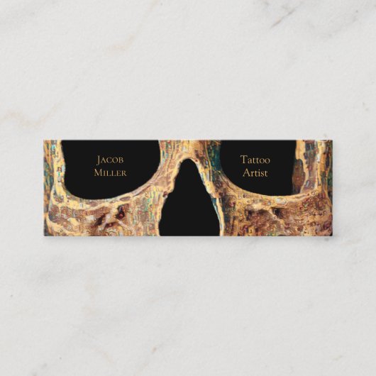 Carte De Visite Mini Gothique Humain Crâne Visage Vert Brown Tatouage S (Devant)