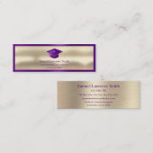 Carte De Visite Mini Graduate moderne Classe de nom Insérer Purple Gold (Devant / Derrière)