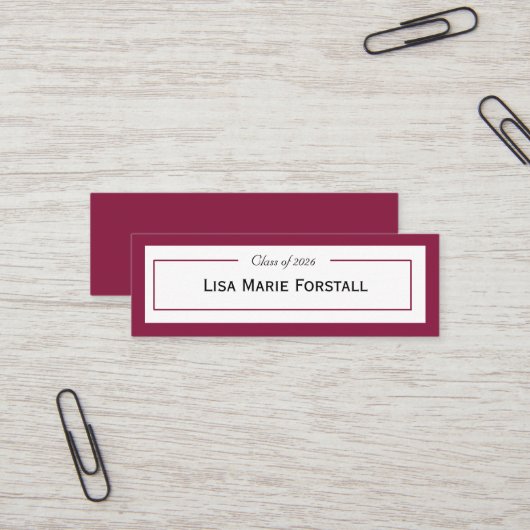 Carte De Visite Mini Graduation Name Card (Devant/Arrière en situation)