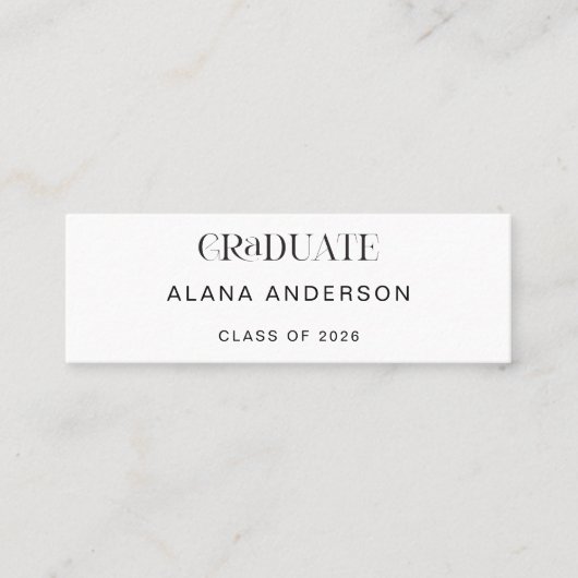 Carte De Visite Mini Graduation Name Card Modern Minimalist (Devant)