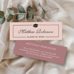 Carte De Visite Mini Graduation rose Dusty Simplement Élégante