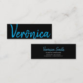 Carte De Visite Mini Grand script bleu | Série d'écriture manuscrite (Devant / Derrière)