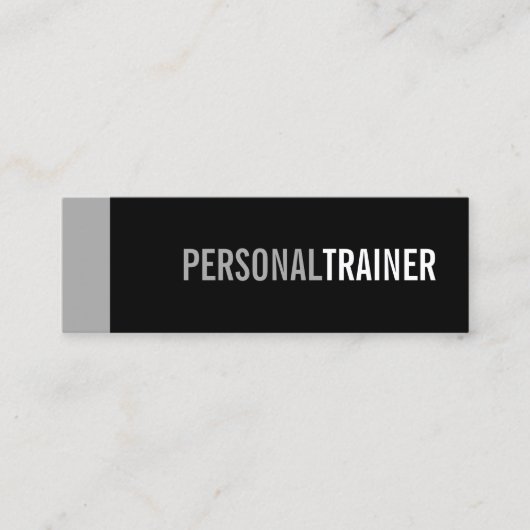 Carte De Visite Mini Gras Black and Grey Personal Trainer (Devant)