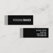 Carte De Visite Mini Gras Black and Grey Personal Trainer (Devant / Derrière)