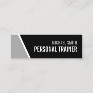 Carte De Visite Mini Gras Black and Grey Personal Trainer