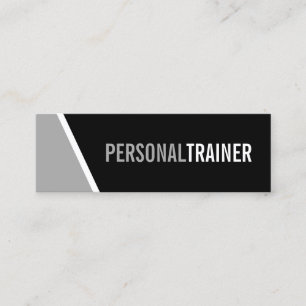 Carte De Visite Mini Gras Black and Grey Personal Trainer