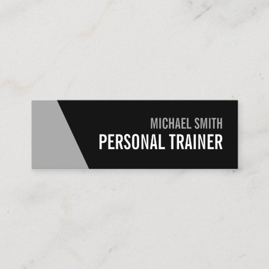 Carte De Visite Mini Gras Black and Grey Personal Trainer (Devant)
