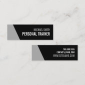 Carte De Visite Mini Gras Black and Grey Personal Trainer (Devant / Derrière)
