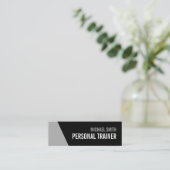 Carte De Visite Mini Gras Black and Grey Personal Trainer (Debout devant)