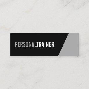 Carte De Visite Mini Gras Black and Grey Personal Trainer