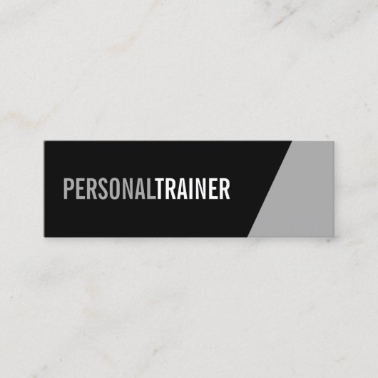 Carte De Visite Mini Gras Black and Grey Personal Trainer (Devant)