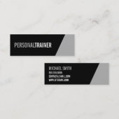 Carte De Visite Mini Gras Black and Grey Personal Trainer (Devant / Derrière)