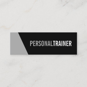 Carte De Visite Mini Gras Black and Grey Personal Trainer