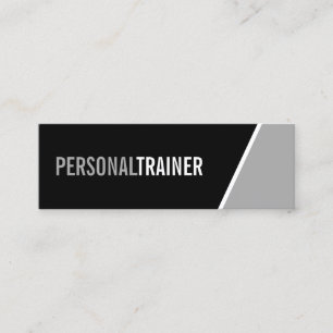 Carte De Visite Mini Gras Black and Grey Personal Trainer