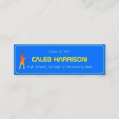 Carte De Visite Mini Gras Bleu Moderne Tech Graduation (Devant)