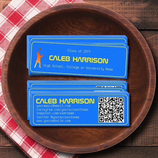 Carte De Visite Mini Gras Bleu Moderne Tech Graduation