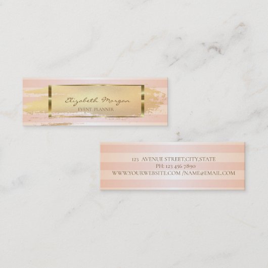 Carte De Visite Mini Gratuit, Brosse Or, Trame Or (Devant / Derrière)