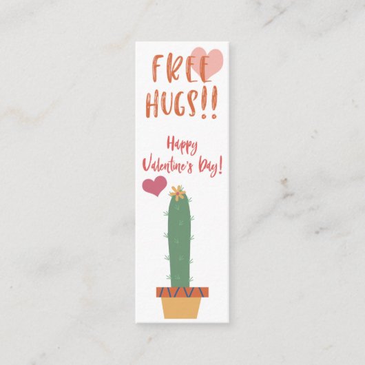 Carte De Visite Mini Gratuit Hugs ! Cactus Valentine Mini Signet (Devant)