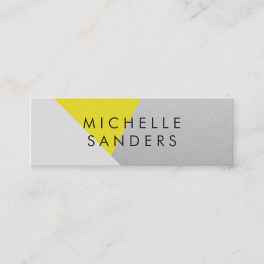 Carte De Visite Mini Gray Jaune Géométrique Métallique moderne Bloc de (Devant)
