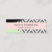 Carte De Visite Mini Gray Zigzag, Gray Chevron, Zigzag Pattern, Mint (Devant)