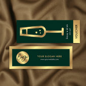 Carte De Visite Mini Green & Gold Logo Élégant événement gratuit Vouche