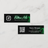 Carte De Visite Mini Green Neon Suivre les médias sociaux QR Code (Devant / Derrière)