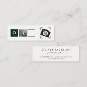 Carte De Visite Mini Grille / Photographie / Monogrammes Icône caméra (Devant / Derrière)