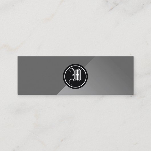 Carte De Visite Mini Gris Abstrait et monogramme (Devant)