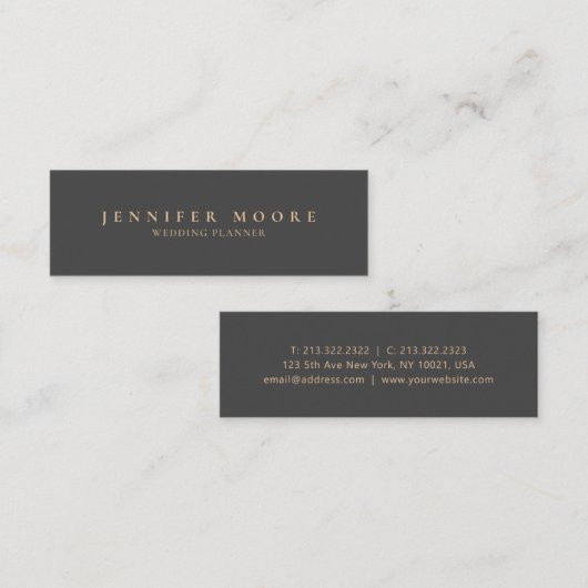 Carte De Visite Mini Gris clair et or professionnel (Devant / Derrière)