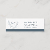 Carte De Visite Mini Gris d'ardoise neutre monogramme (Devant)