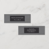 Carte De Visite Mini Gris foncé et rayures blanches (Devant / Derrière)