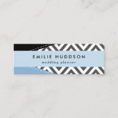 Carte De Visite Mini Gris Zigzag, Gris Chevron, Motif Zigzag, Bleu (Devant)