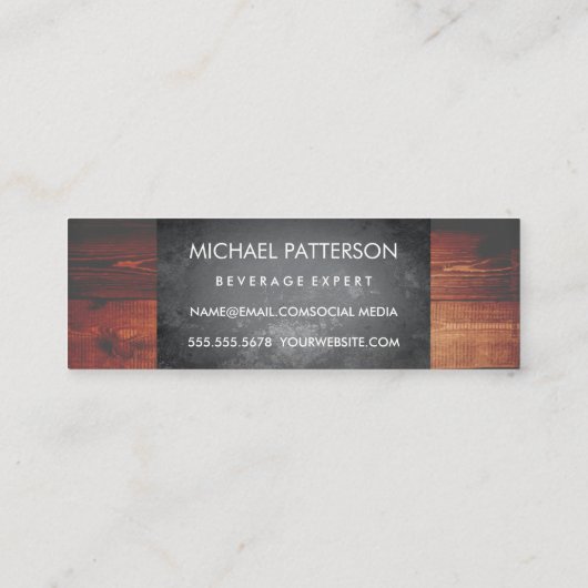 Carte De Visite Mini Grunge Texture Bois rustique Monogramme (Dos)