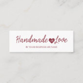Carte De Visite Mini Handmade with Love Quote for Artisans Items in Red (Devant)