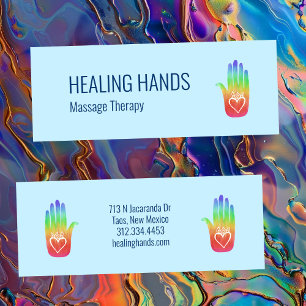 Carte De Visite Mini Healing mains arc-en-ciel coloré Hamsa Coeurs