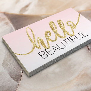 Carte De Visite Mini Hello Beau Blush Pink Gold Script