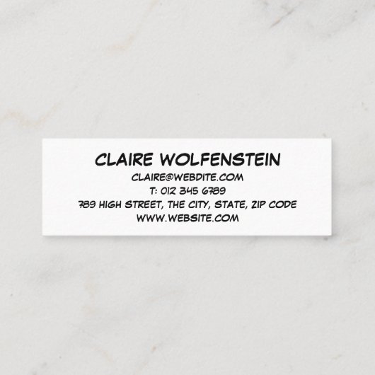 Carte De Visite Mini HELLO Speech Bubble Fun Blue Comic Book (Dos)