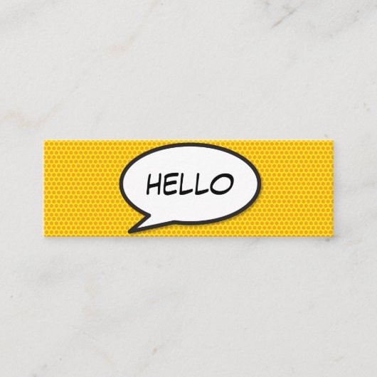 Carte De Visite Mini HELLO Speech Bubble Fun Retro Comic Book (Devant)