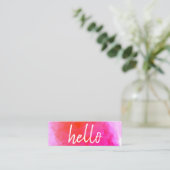 Carte De Visite Mini Hello Watercolor Vibrant (Debout devant)