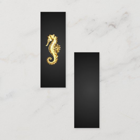 Carte De Visite Mini Hippocampe Polygonal Or (Devant / Derrière)