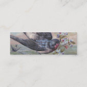 Carte De Visite Mini Hirondelle Vintage et fleurs (Dos)